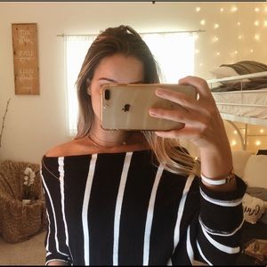 Striped off the shoulder top
